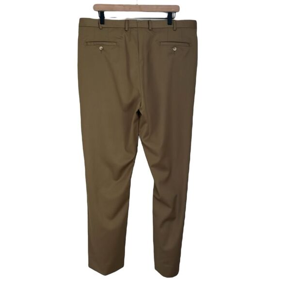 Peter Millar 100% Wool Dress Pants Flat Front Khaki Size 38X32 Made in Peru - Picture 3 of 12